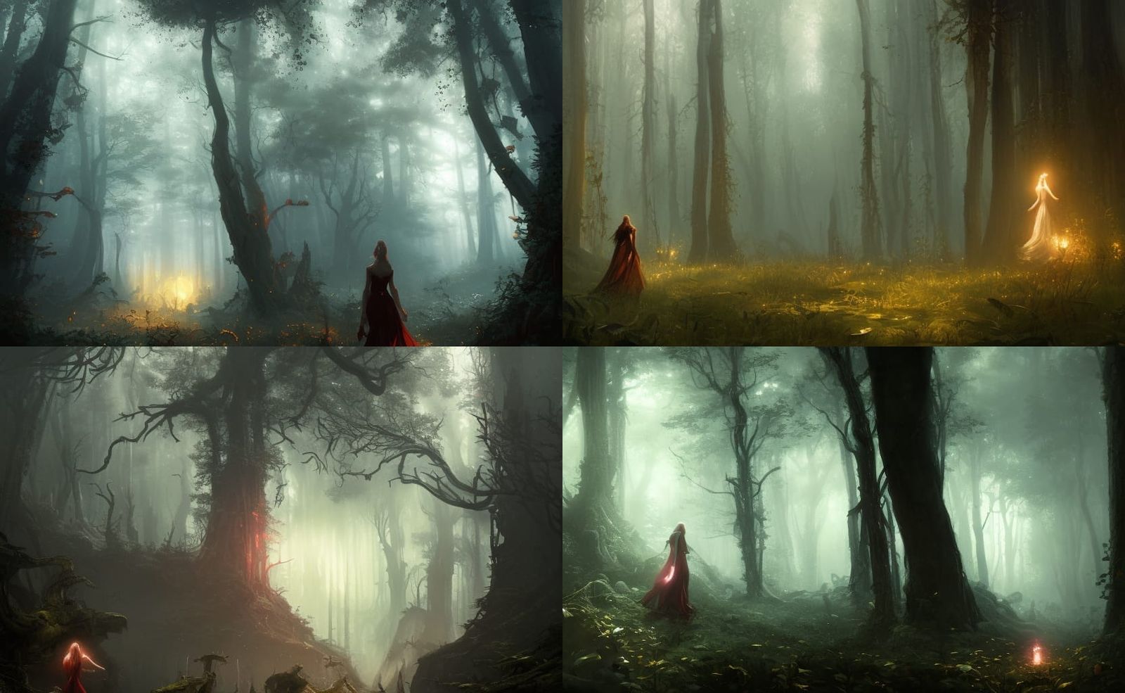 Enchanted Forest Woman, Dark Fantasy Concept Art