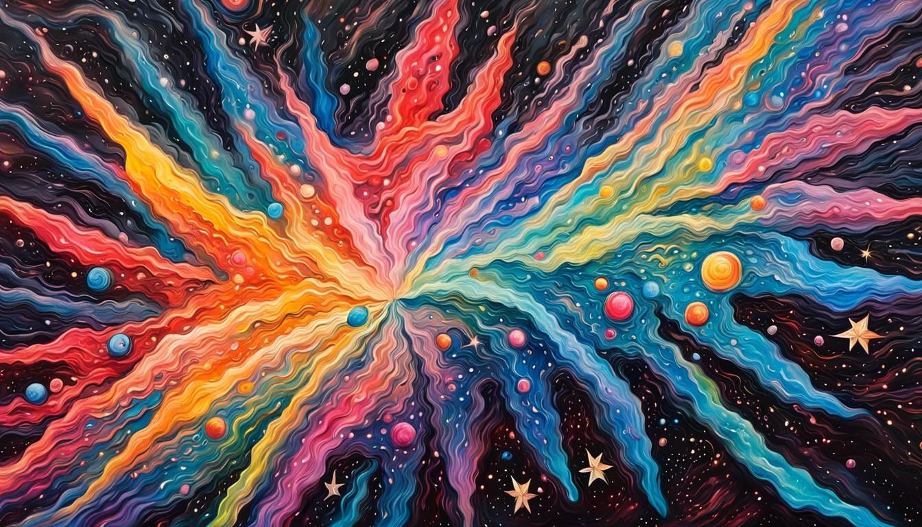 Vivid Binary Star Cluster in Impasto Oil Style