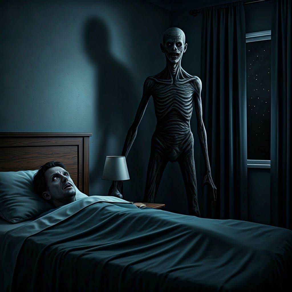 Grotesque Sleep Paralysis Demon Emerges in Midnight Horror S...
