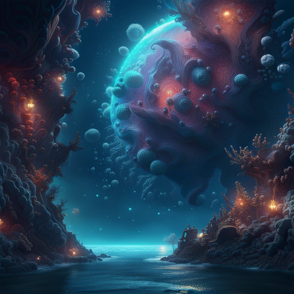 Detailed Ocean Nebula Fantasy Concept Art
