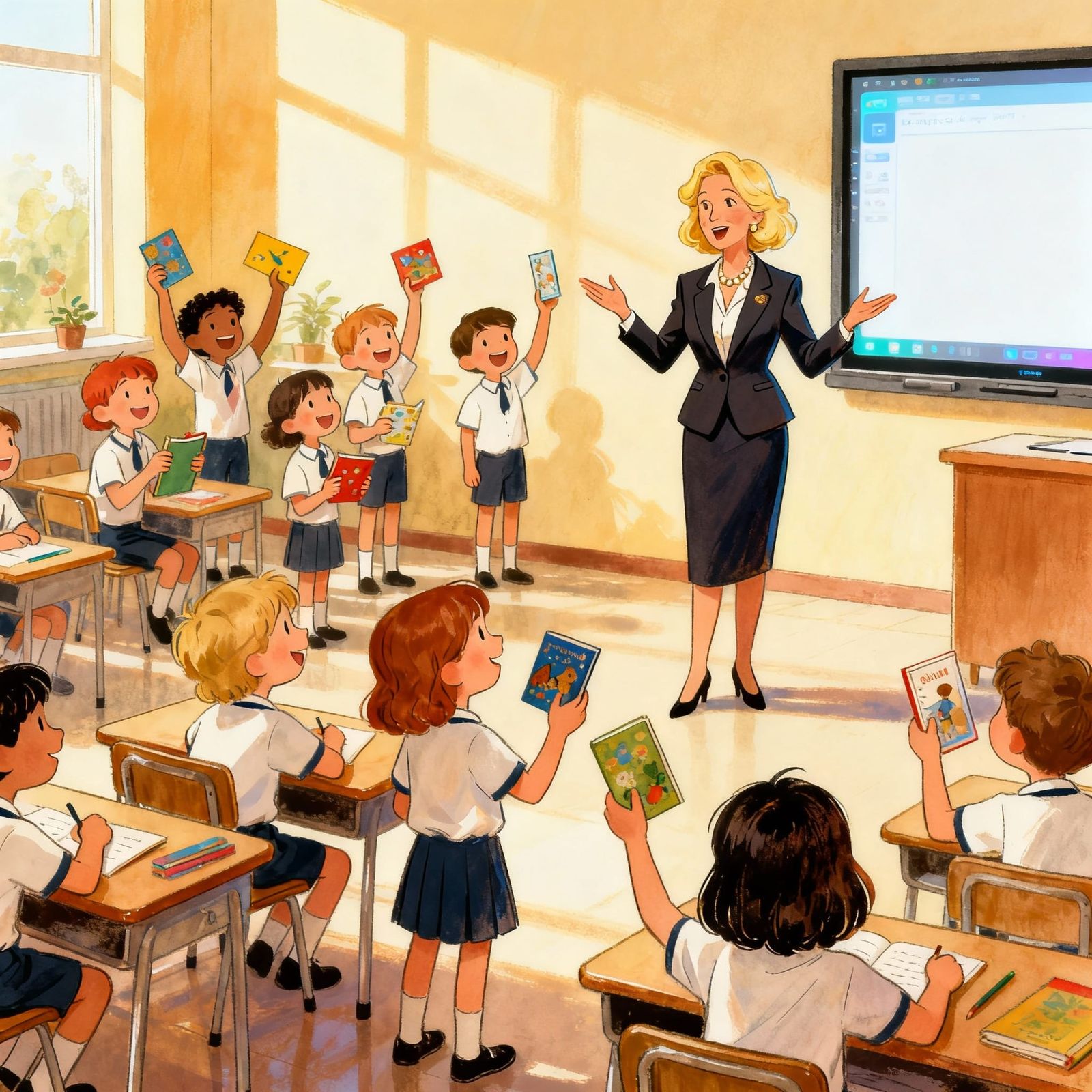 Joyful Classroom Lesson by Engaged Teacher and Students