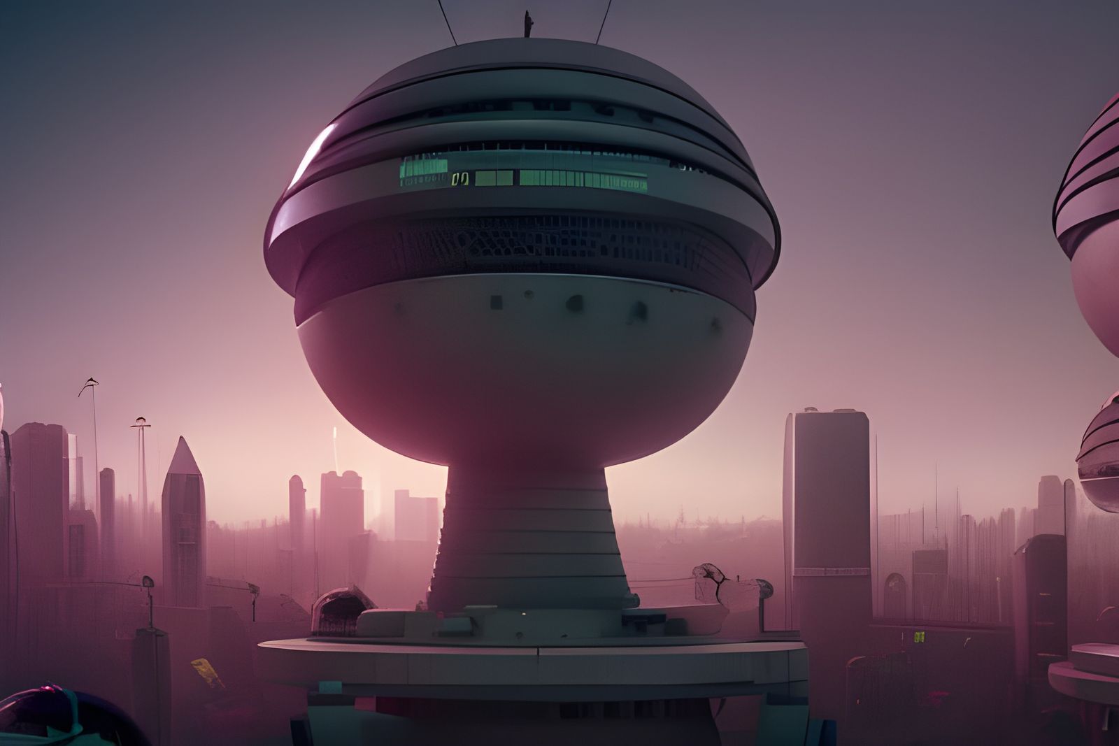 Dystopian Decopunk City on Alien Planet in 3D