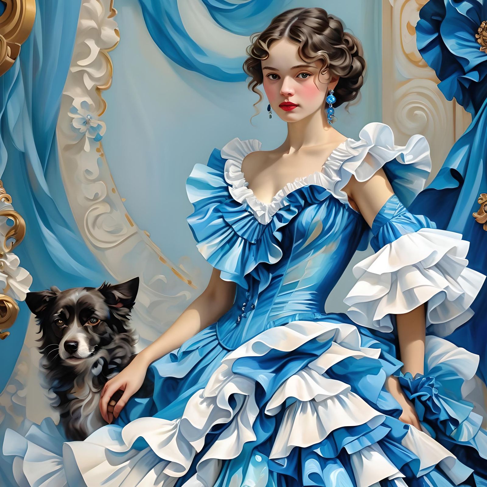 Extravagant Ruffled Dress in Excessivism Style