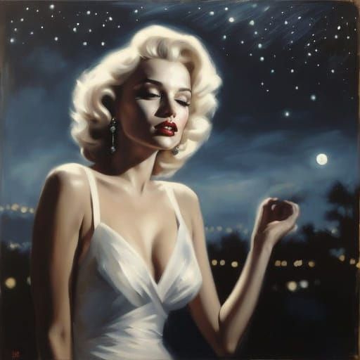 Serene Night Sky with Fluffy Clouds