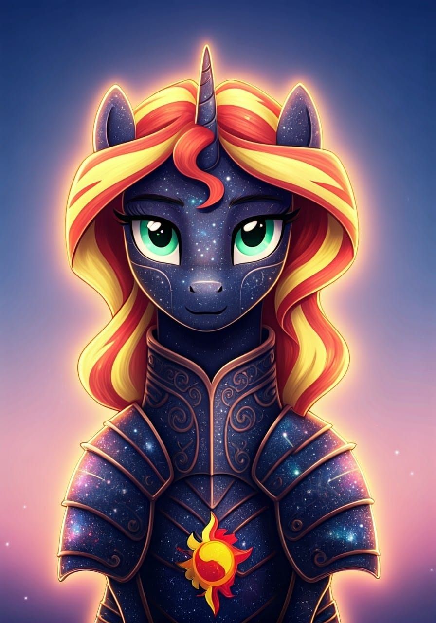 Celestial Knight Sunset Shimmer in Galaxy Armor