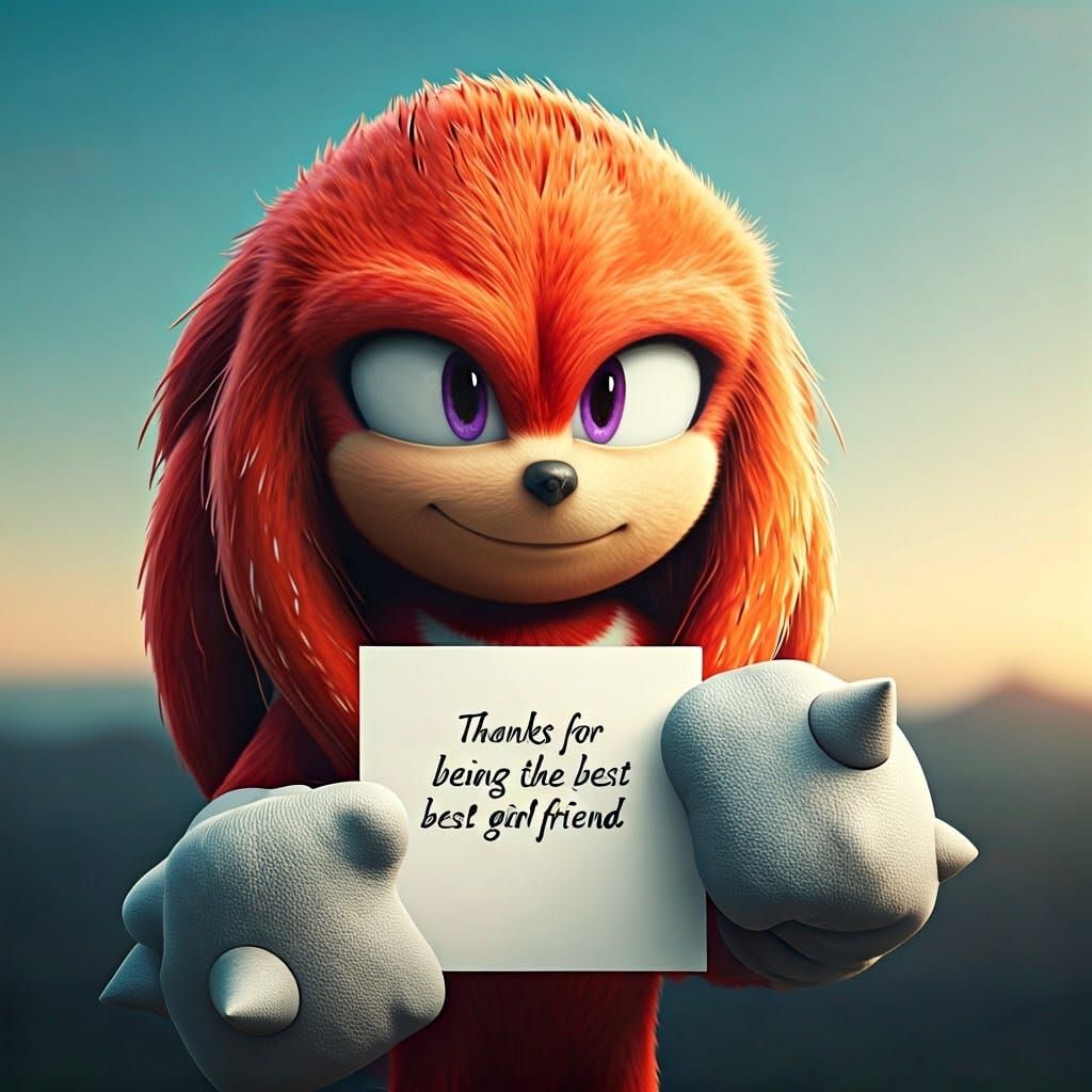 Sonic's Loyal Echidna Friend Radiates Admiration in Soft Sun...