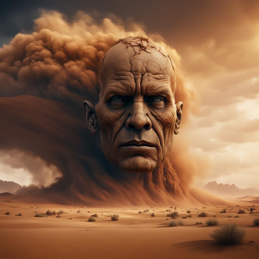 Desert Dust Storm Face: Fantasy Concept Art