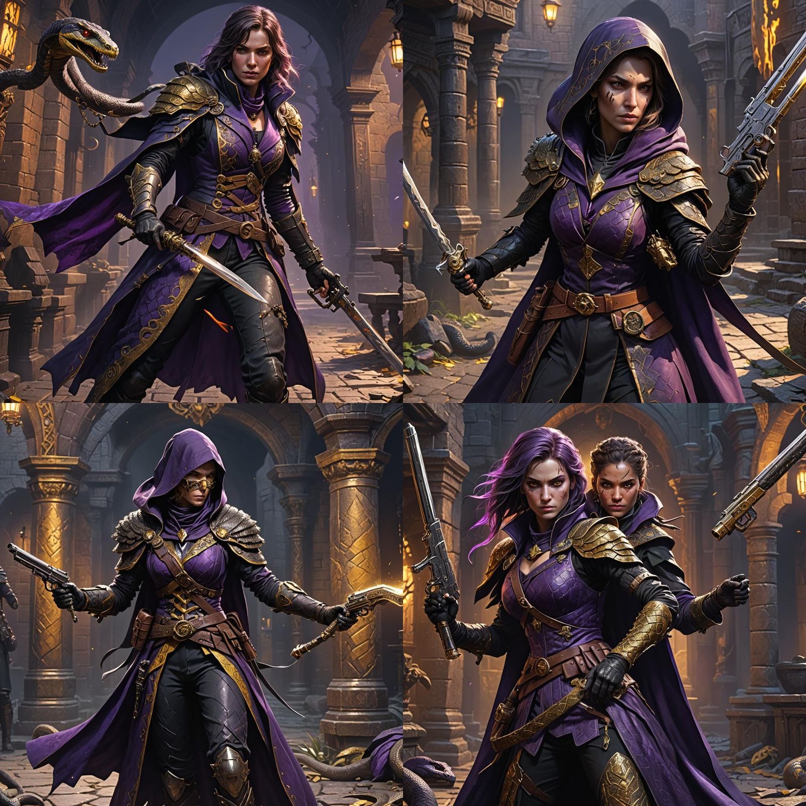 Snake-Eyed Woman Warrior in Dark Fantasy Style