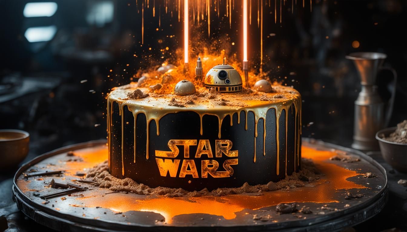 Hyperdetailed Star Wars Cake in Retro Sci-Fi Style