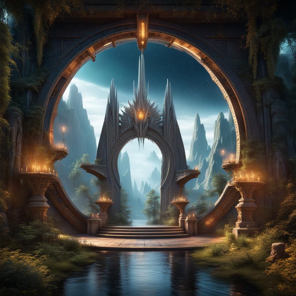 Magically Enchanted Stargate in Detailed Fantasy Art