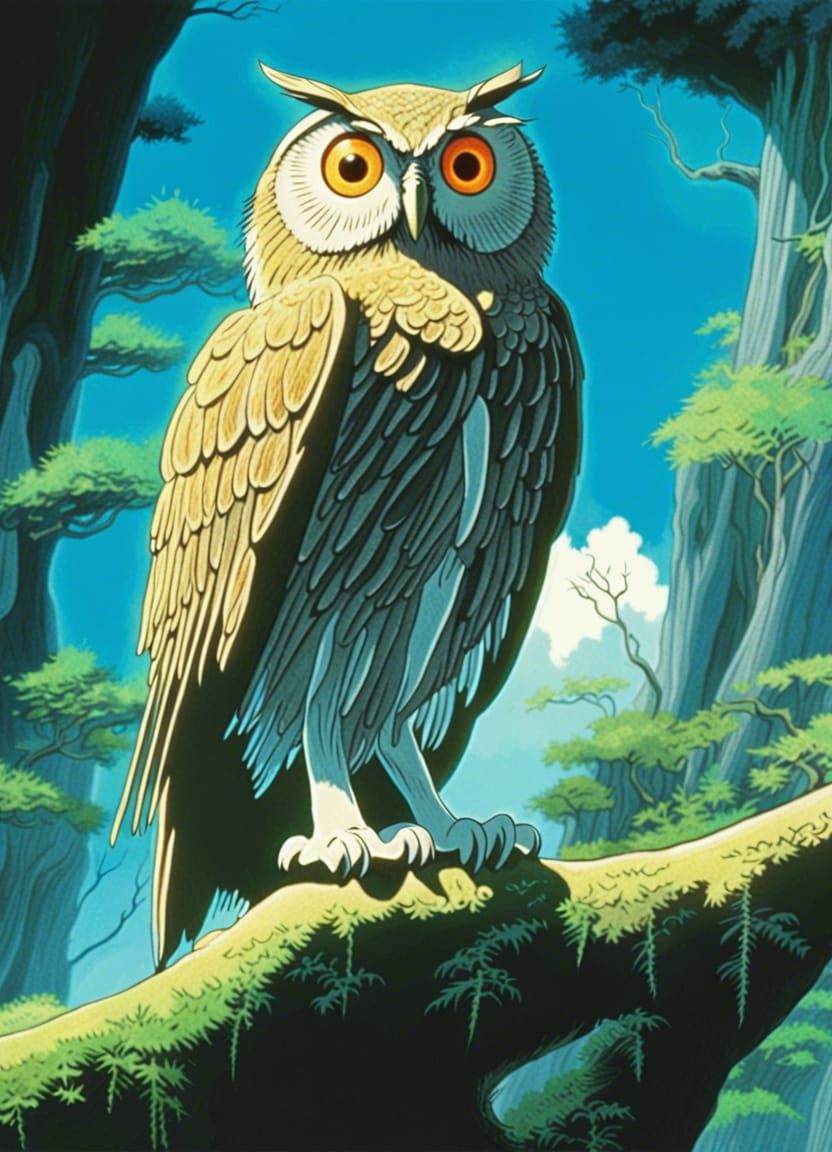 Anime Owl Inspired by Studio Ghibli