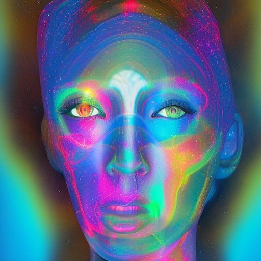 Astral Cosmic Illustration in Holographic Style