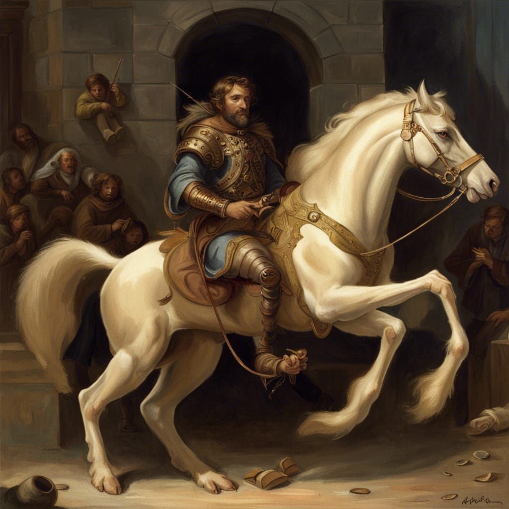 Humanoid Dog Playing Polo in Medieval Style