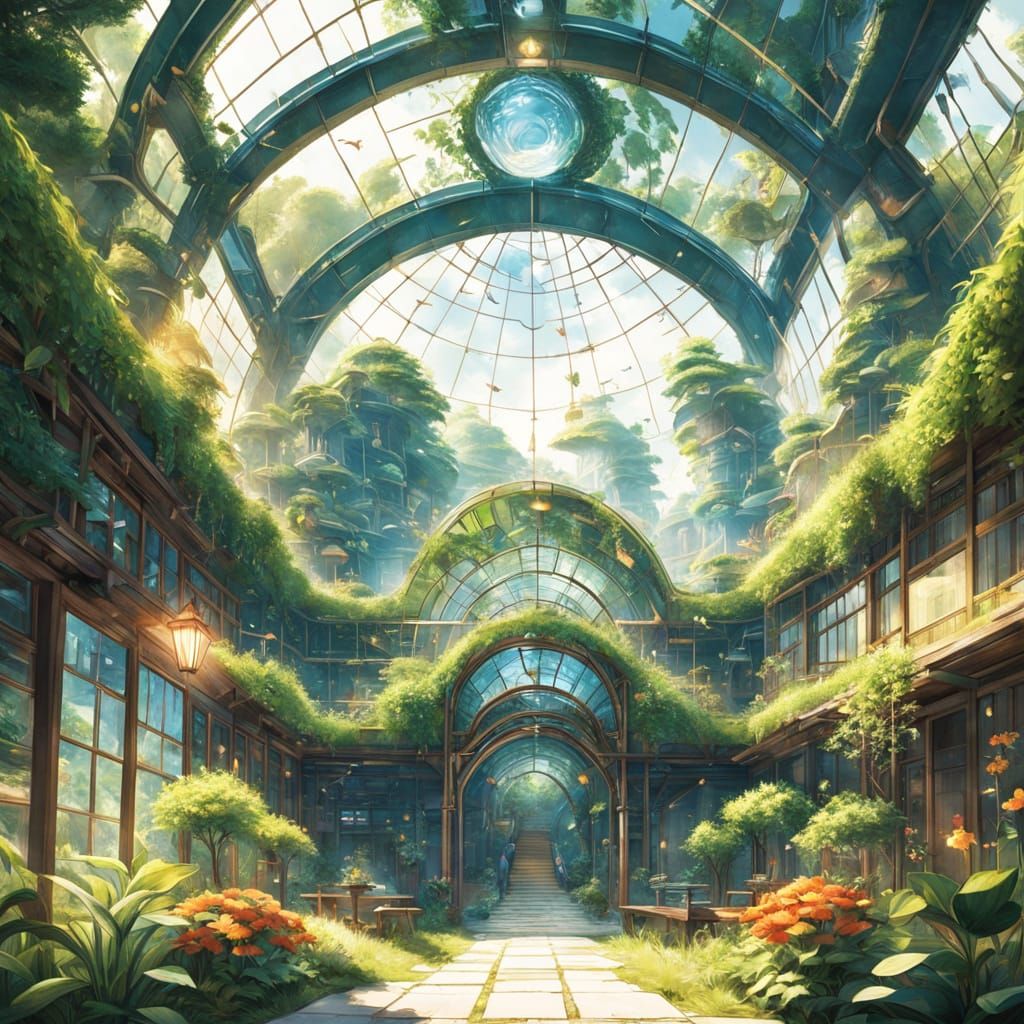 Solarpunk Village in Harmony with Nature