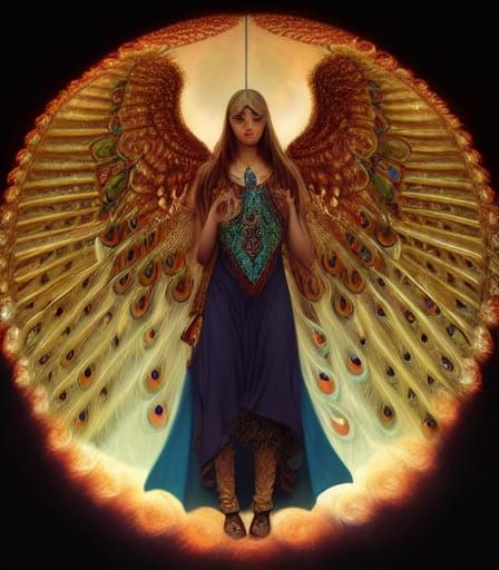 Tawûsê Melek: Peacock Angel in Art Nouveau Style