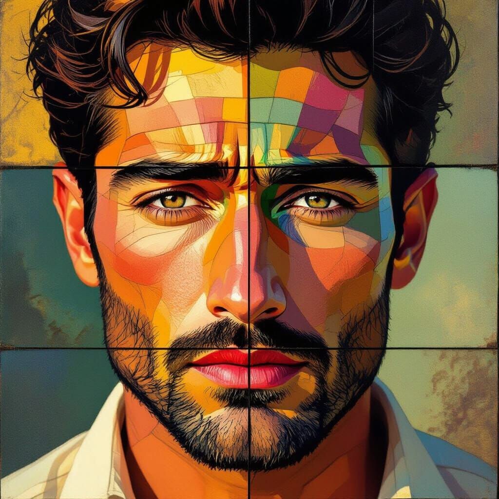 Emotional Facets: A Portrait in Abstract Expressionism