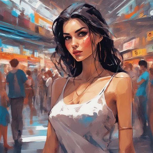 Beautiful French Girl Portrait in Splash Art Style