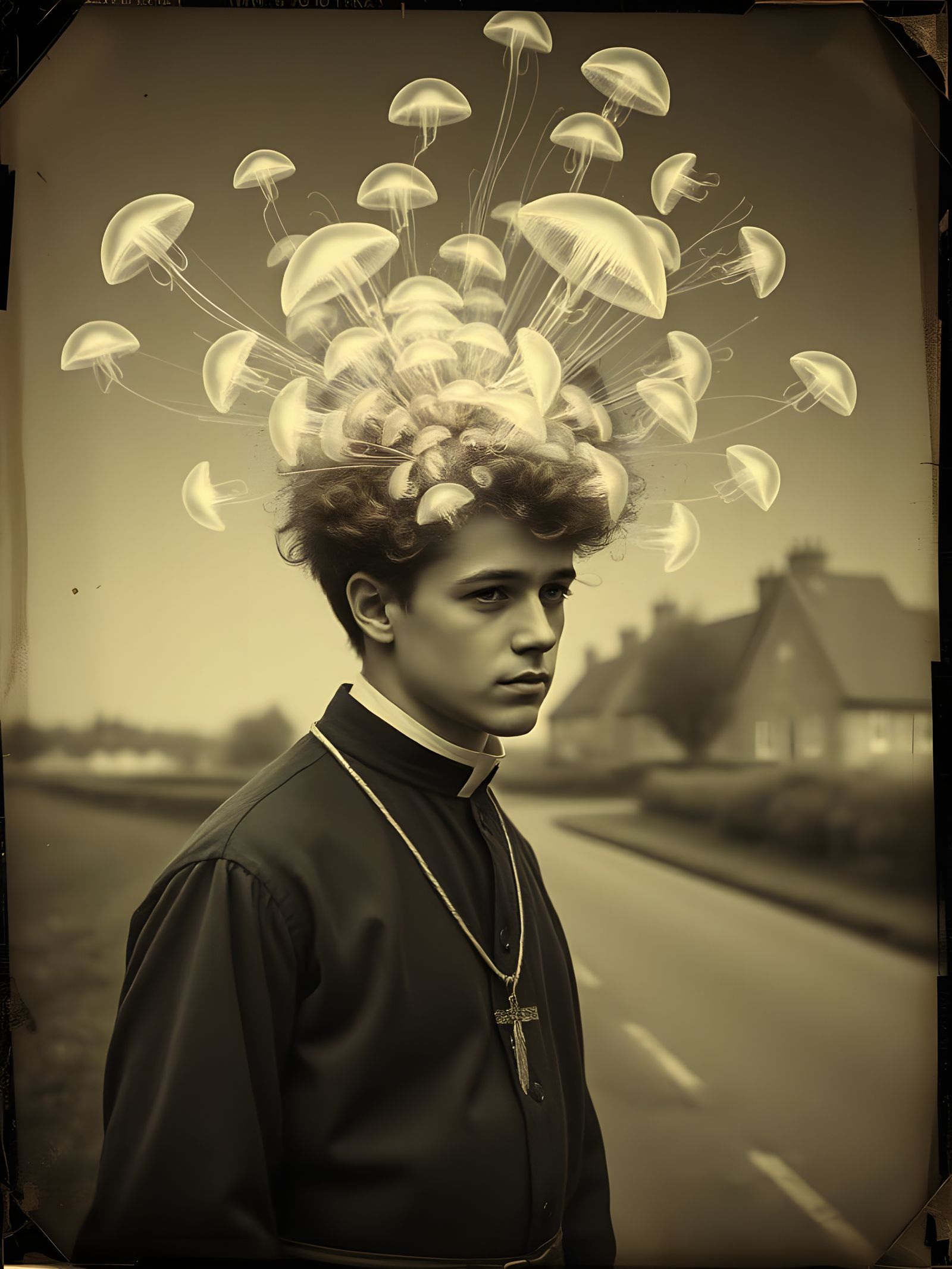 Surreal Man Exploding into Data Vortext