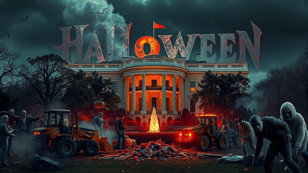 White House Under Siege by Halloween Monsters in Cinematic D...