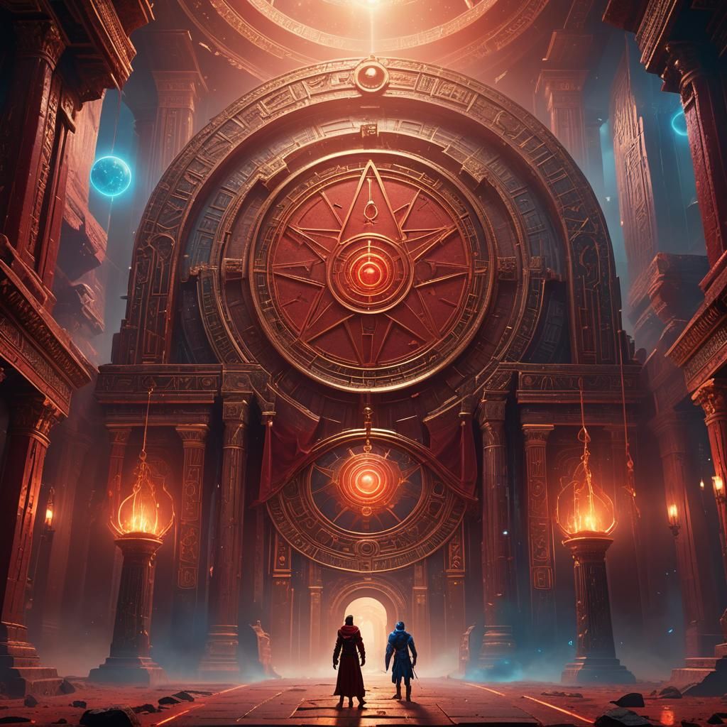 Illuminated First Pentacle of Mars in Crimson Mist