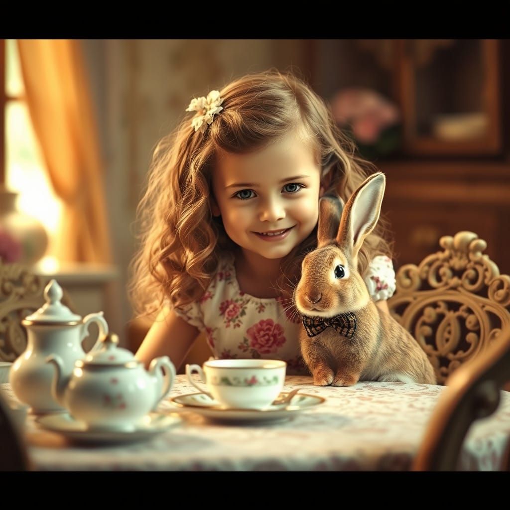 Whimsical Tea Party in Vintage Cinematic Style