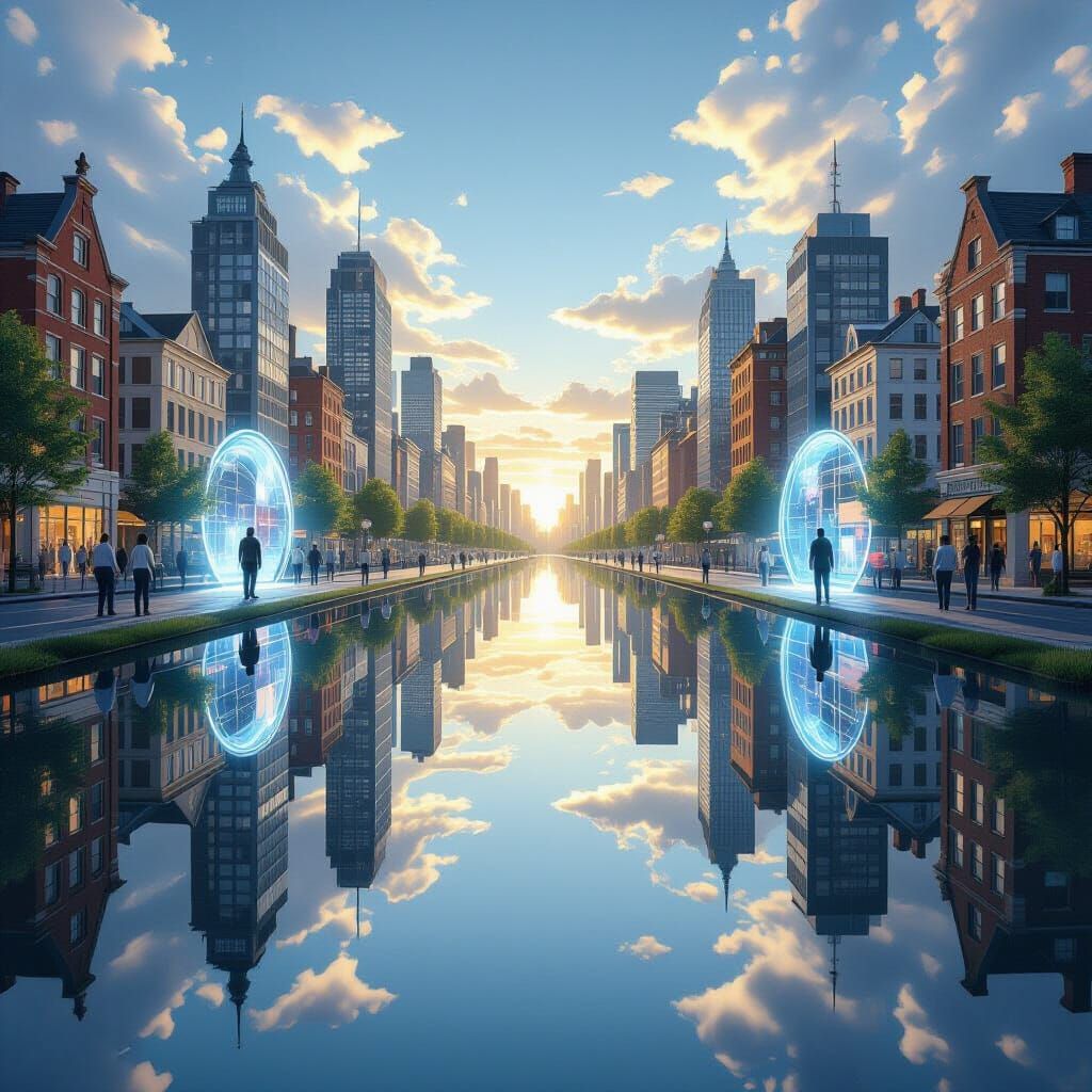 City Split Between Mirrored Realities