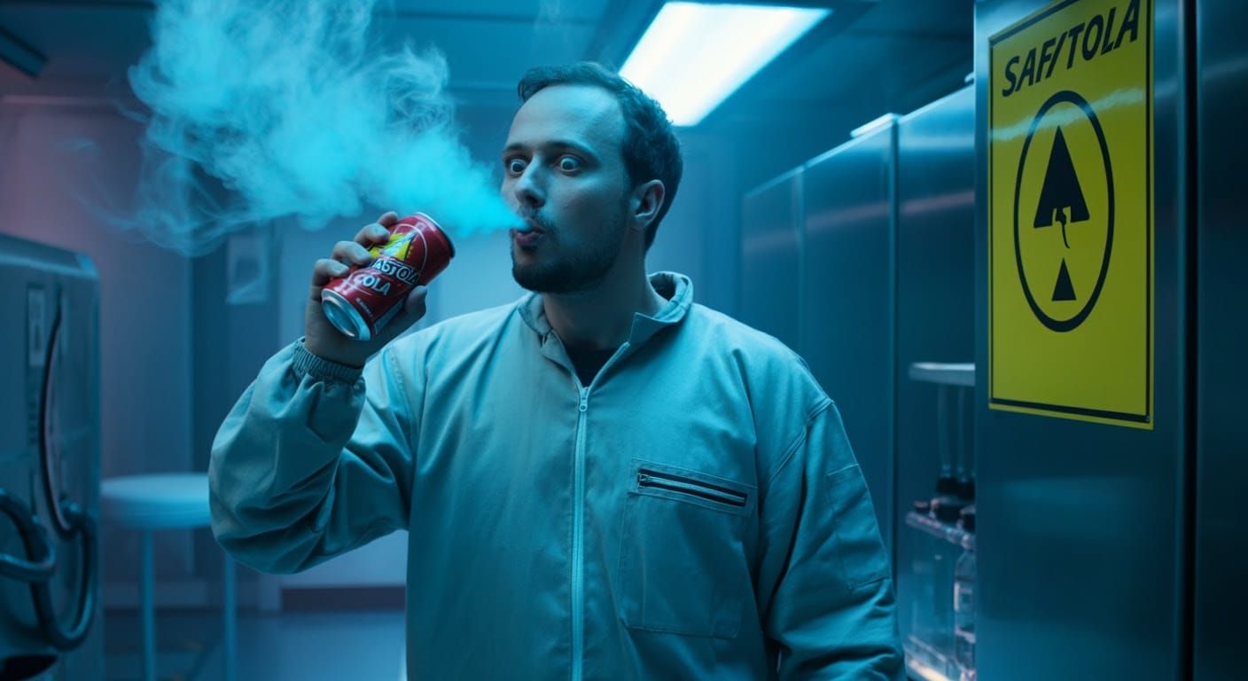 Blastola Cola's Icy Aftermath in Research Lab