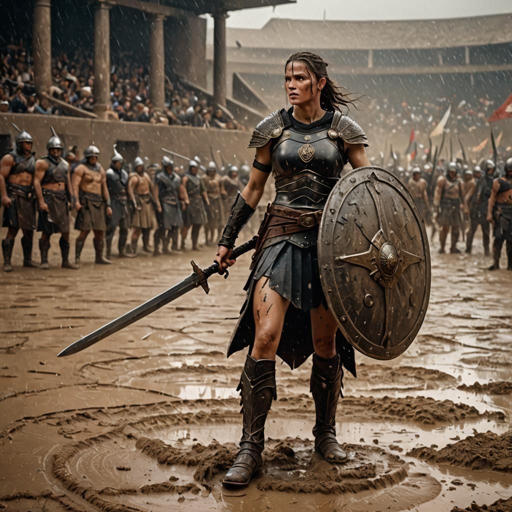 Gladiatrix Stands Defiant in Rainy Arena