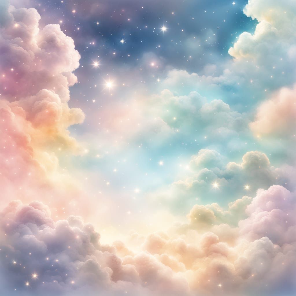 Ethereal Star Cluster in Watercolor Style