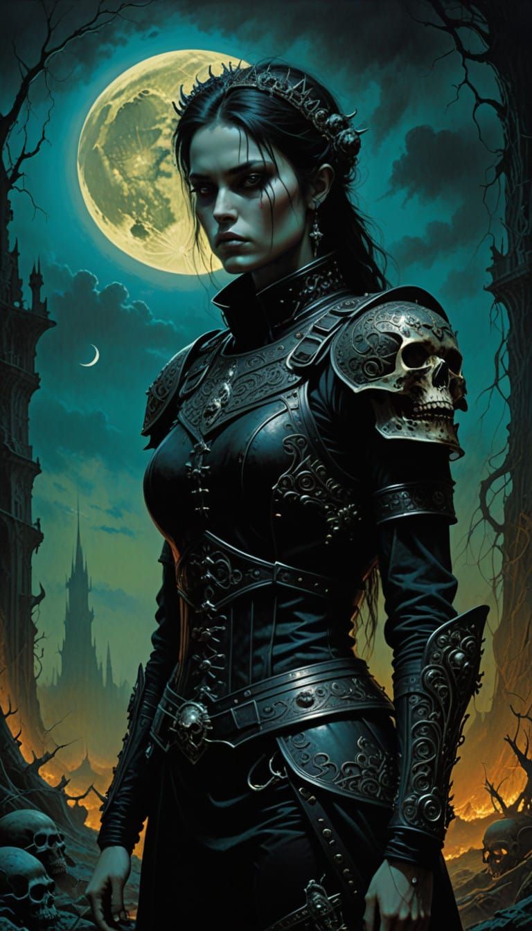 Grunge style, unfrock female, a formidable heroine , gothic fantasy