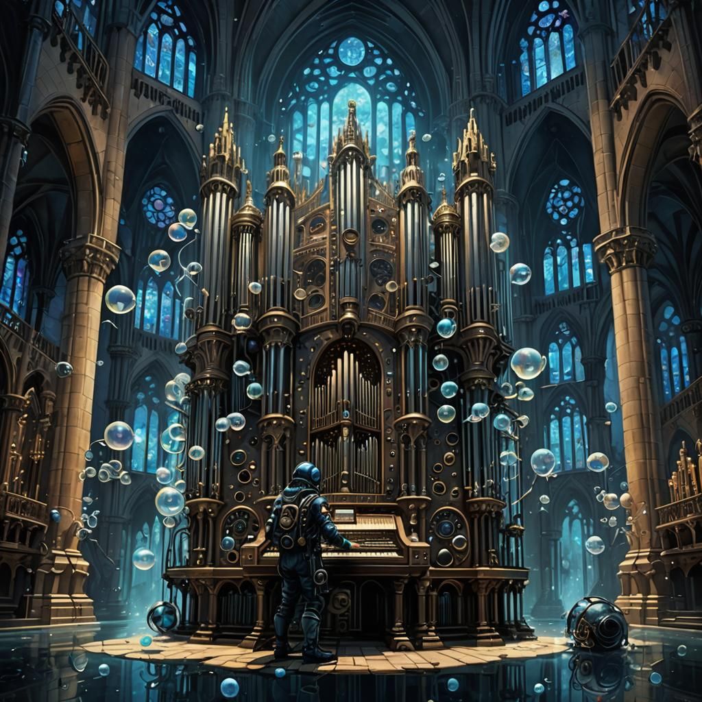 Submerged Cathedral: Fantasy Art in Gothic Style