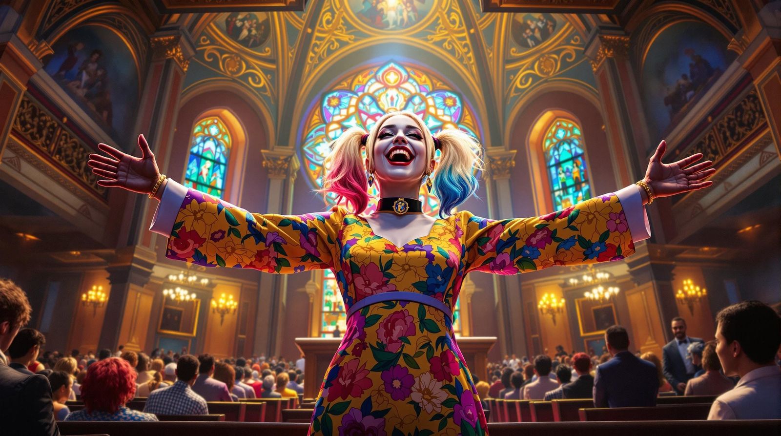 Harley Quinn Preacher in Baptist Church
