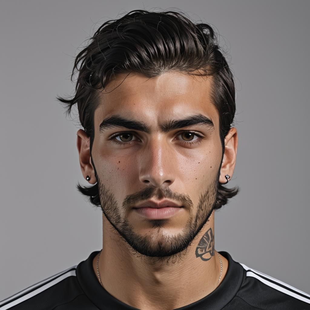 Detailed Portrait of Soccer Player with Adidas Headband