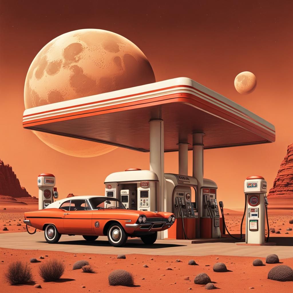 Retro Gas Station on Mars