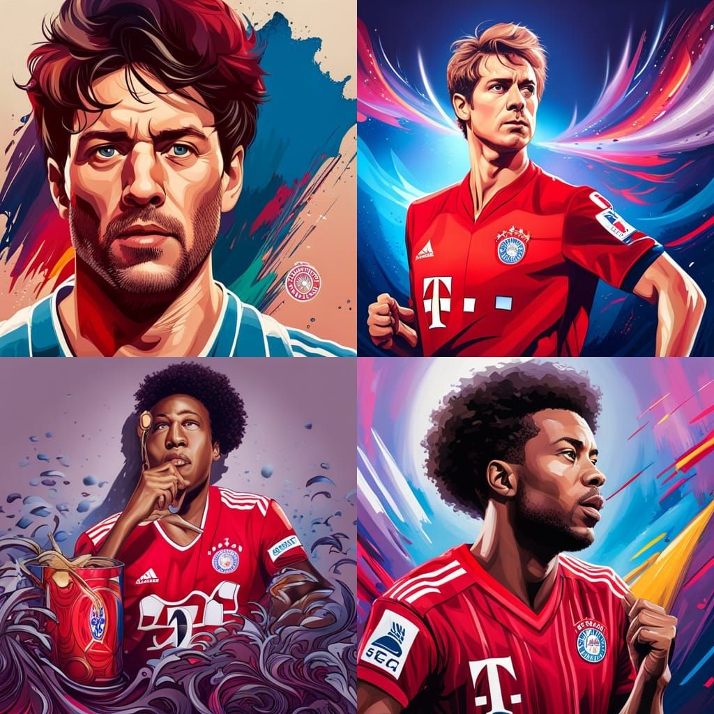 FC Bayern Merchandise in Hyperrealistic Splash Art