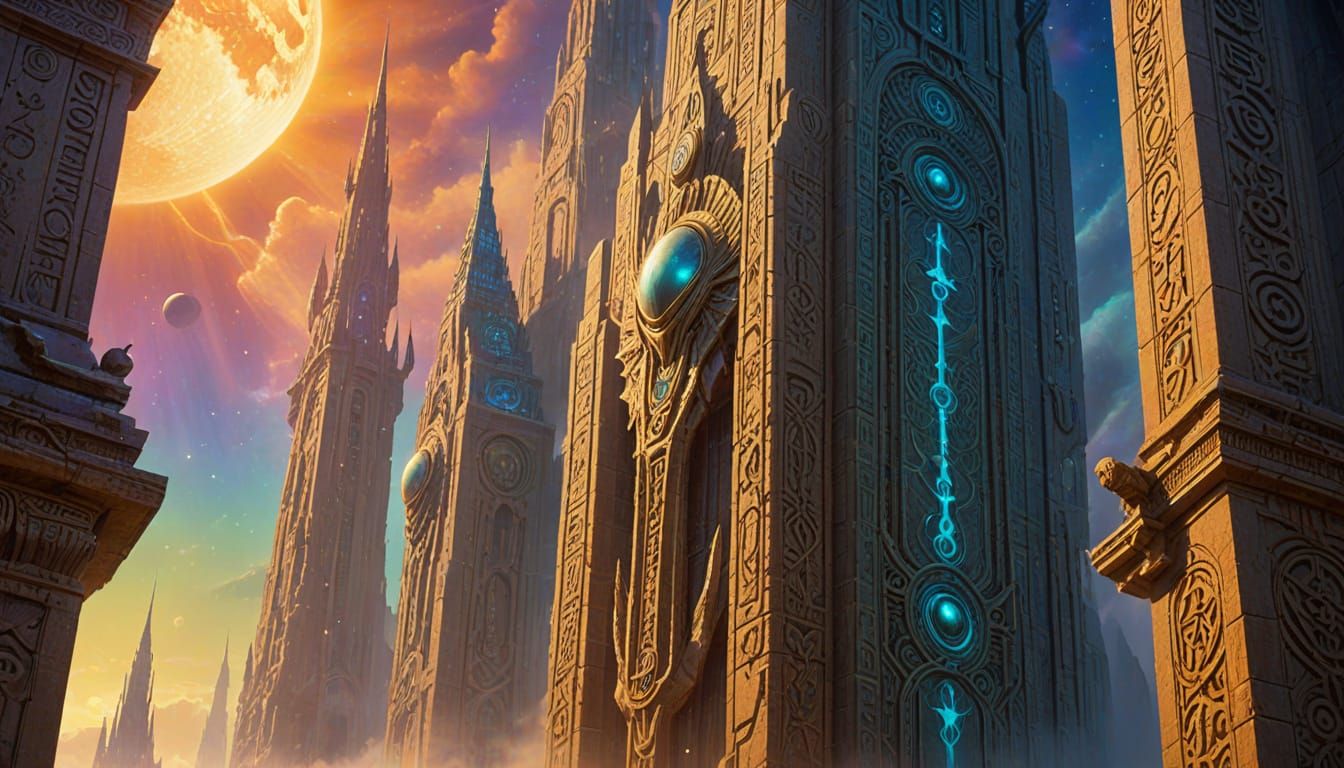 Surreal Alien Inscriptions on Monumental Architecture