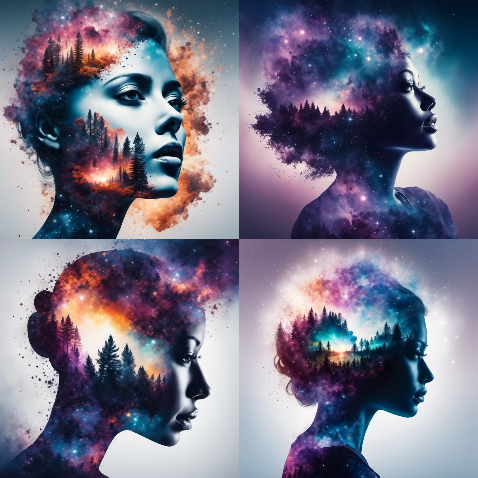 Cosmic Silhouette: A Double Exposure Portrait