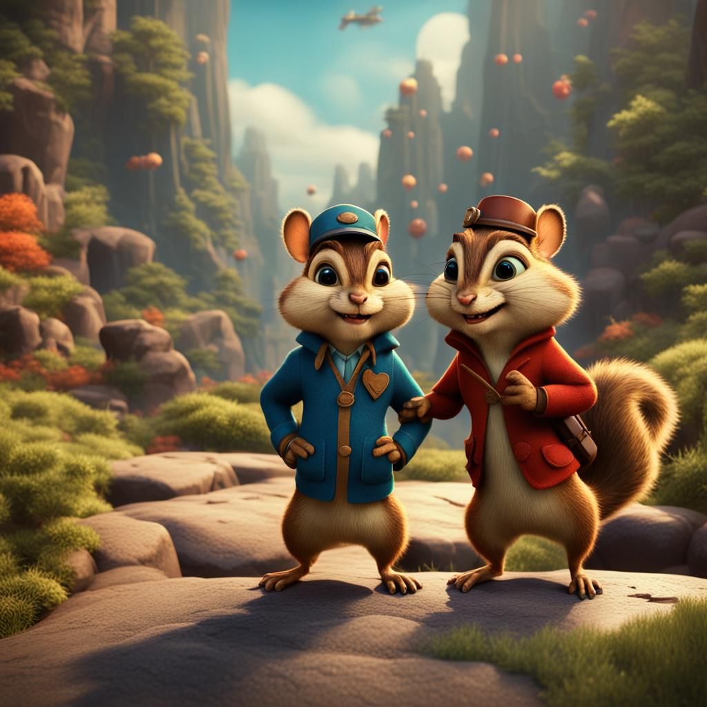 1930s Chipmunk Movie Stars in Pixar Style