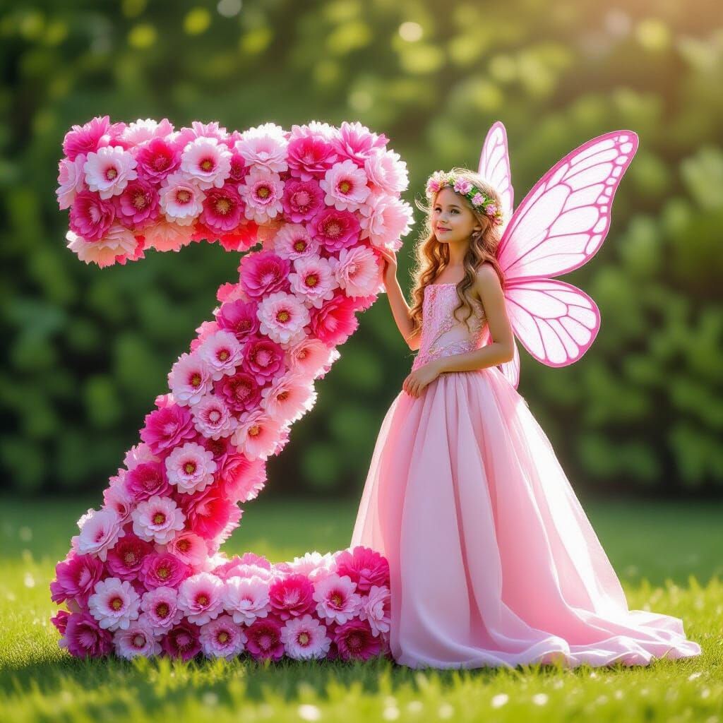 Pink Fairy Beside Carnation Letter Z