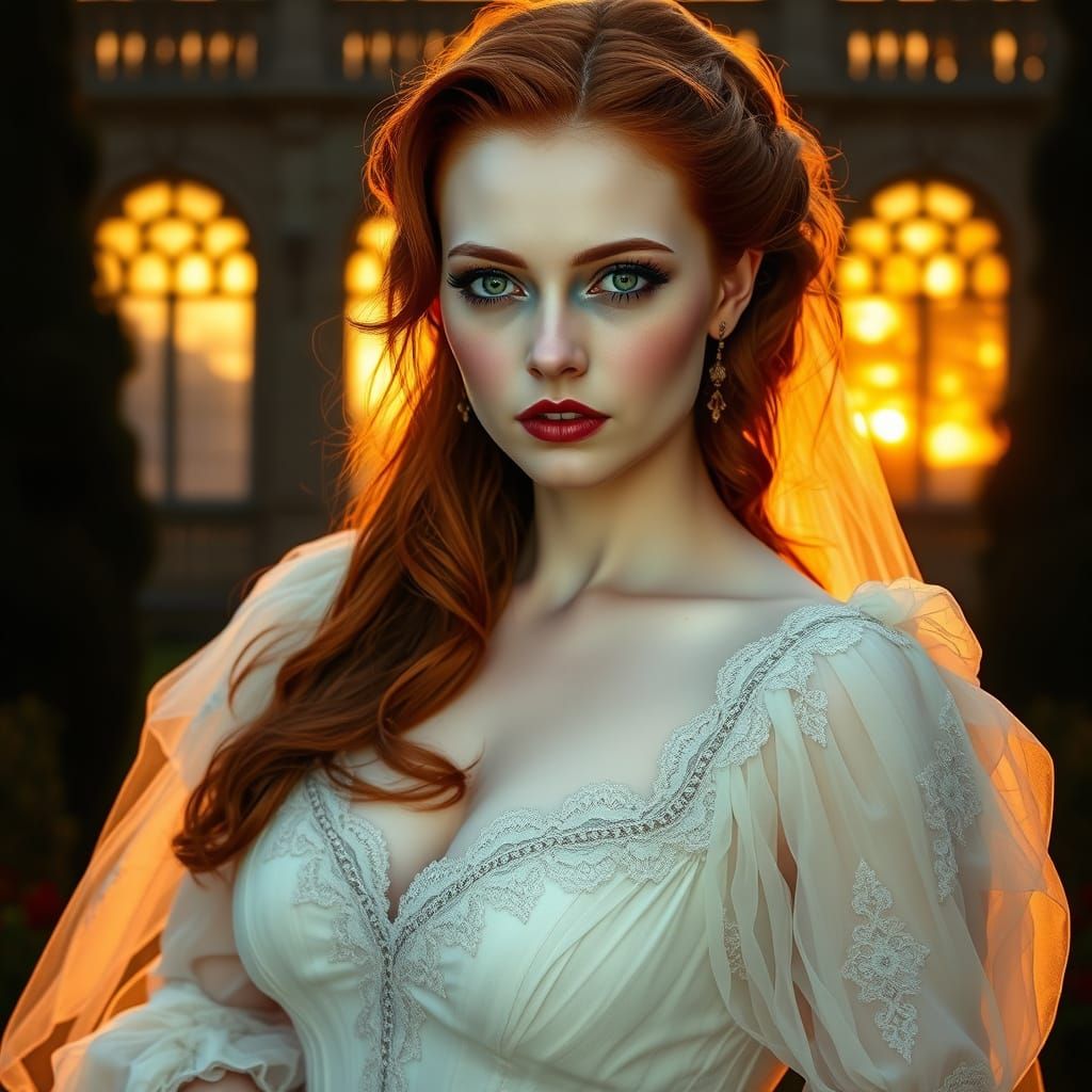 Ethereal Victorian Beauty in a Fading Sunset