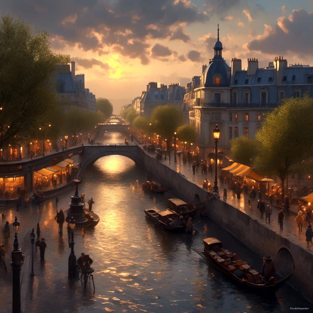 Paris's Pont-Neuf in Golden Post-Storm Light