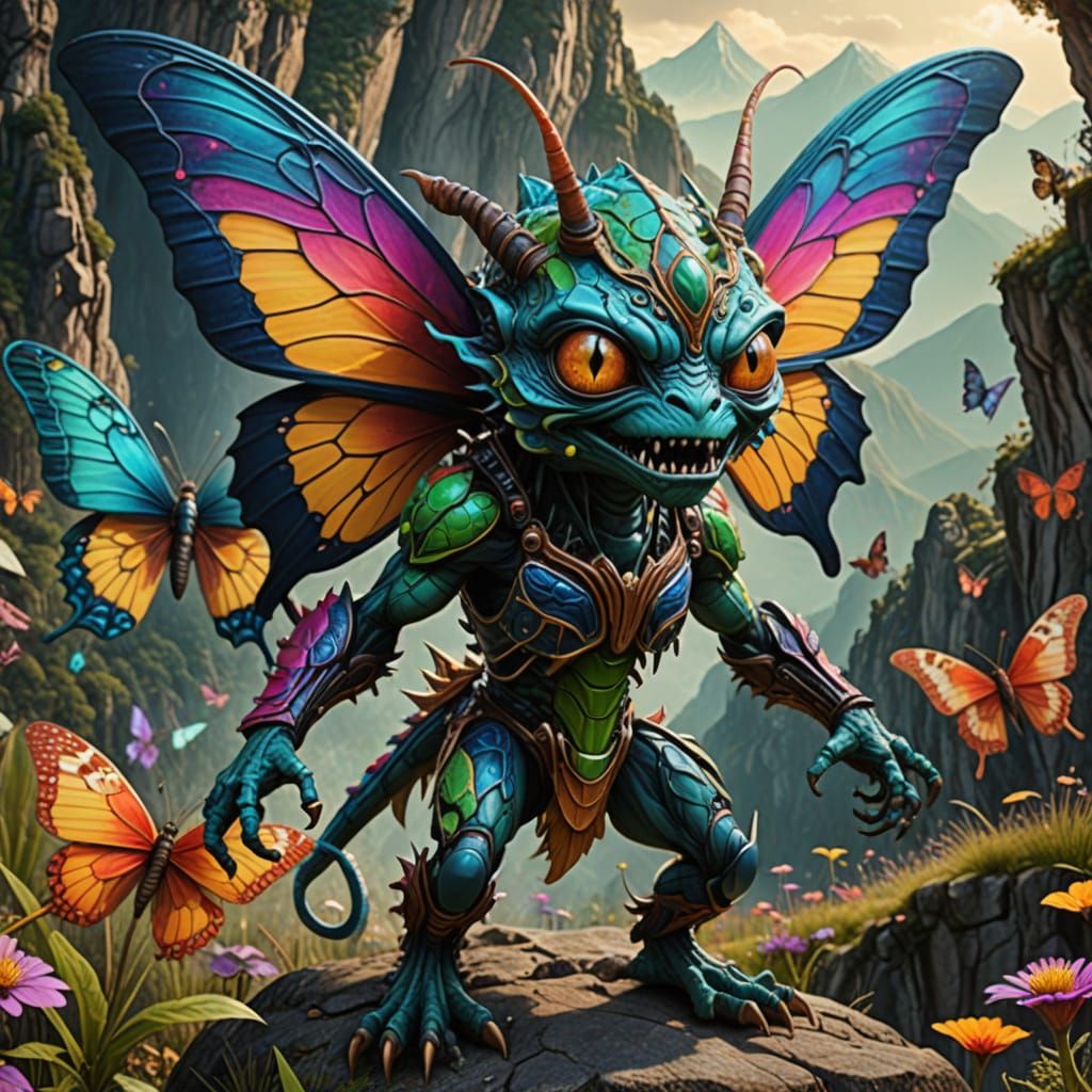 Psychedelic Alien Butterfly Warriors Chase Fairies in HD