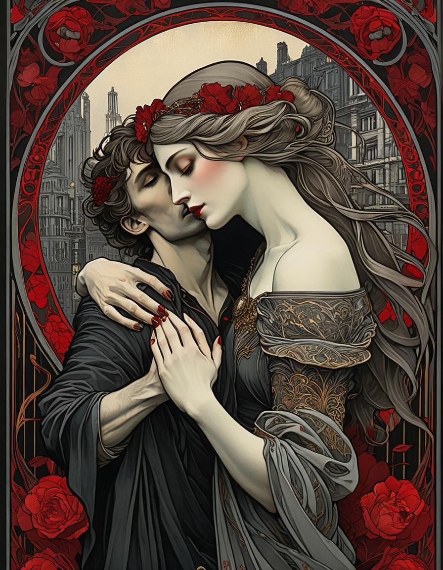 Pre-Raphaelite Art Nouveau Poster of Loss