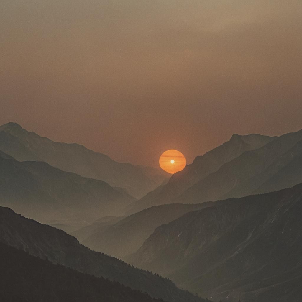 Dramatic Sunset Over Mountain Range as Film Still