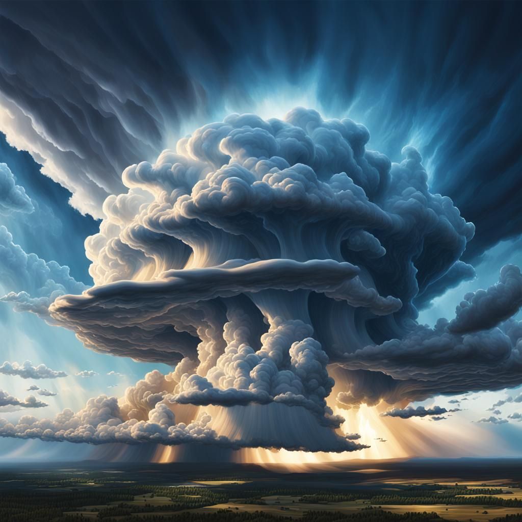 Dramatic Blue Supercell Illuminated by Sunlight
