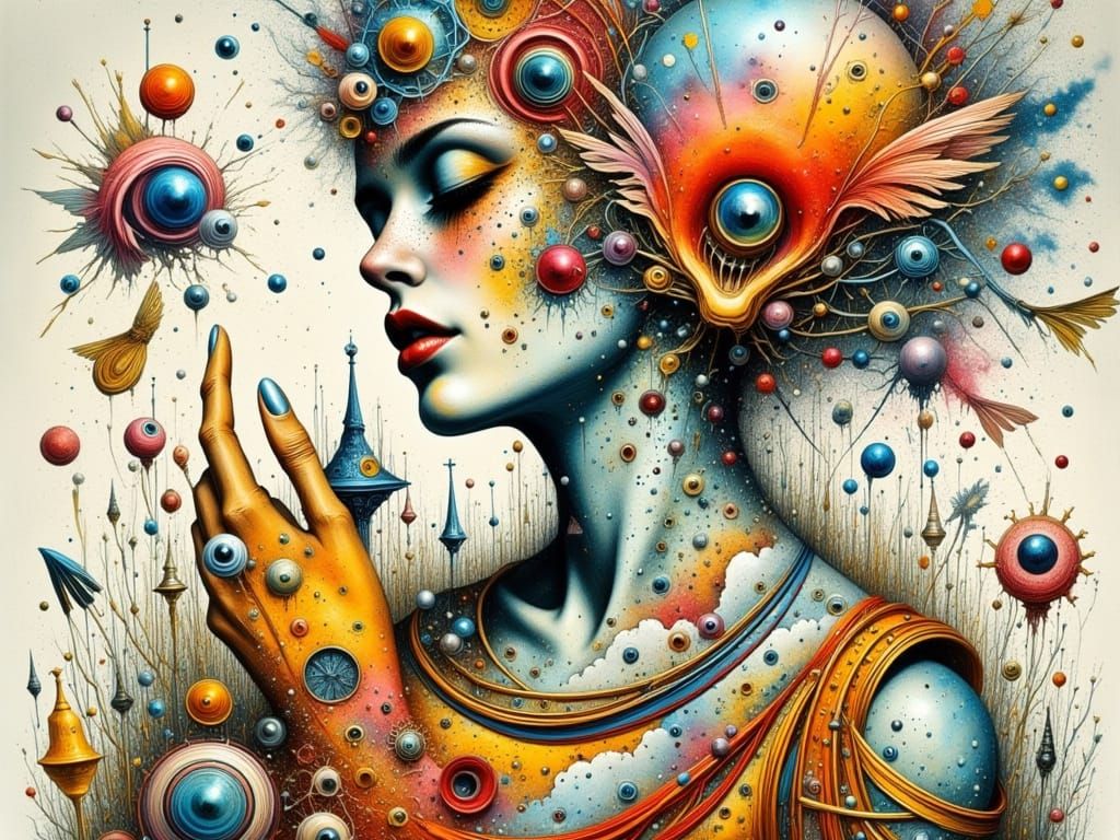 Vibrant Watercolor Surrealities in Whimsical Abstraction