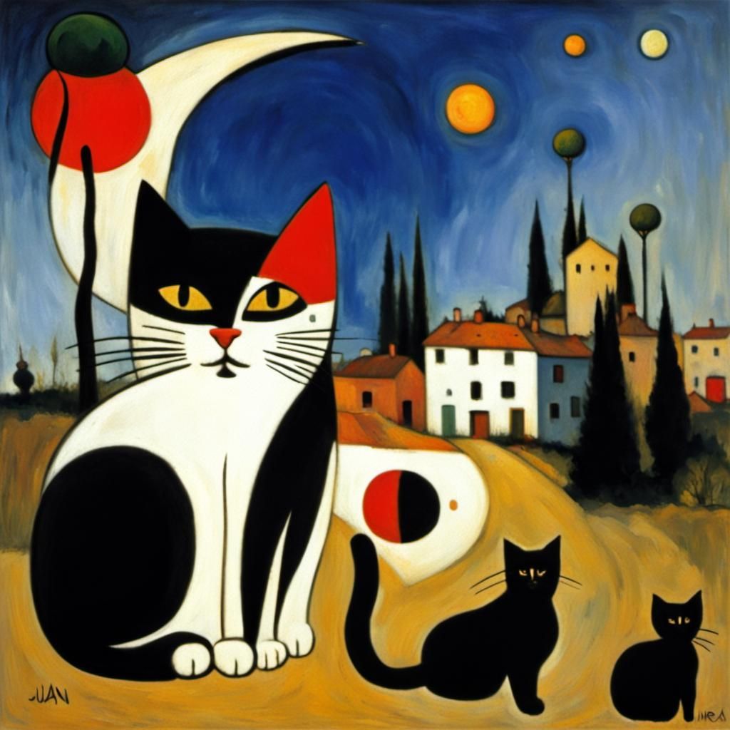 Surreal Cat Landscape: A Whimsical Dreamscape