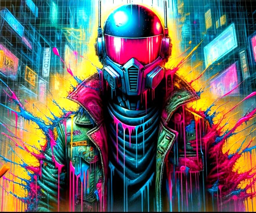 Cyberpunk Street Art Masterpiece in High Contrast