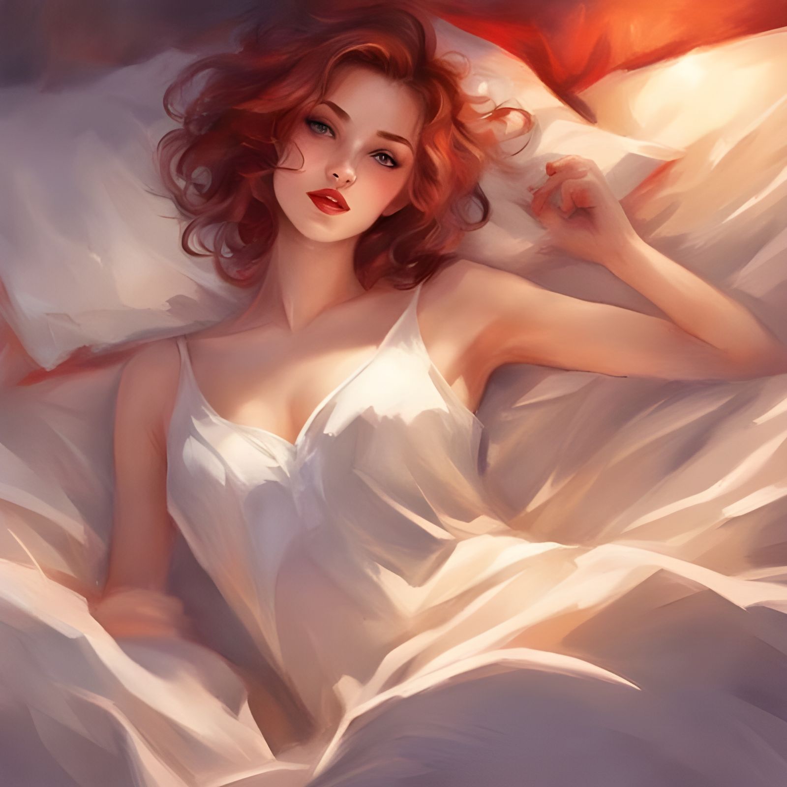 Cute French Woman in Bed, Royo Style