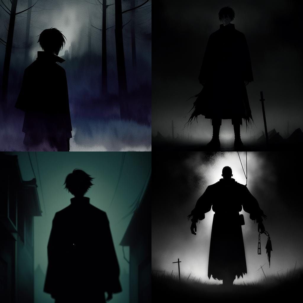 Silhouette Before Hanged Figure: Anime Art